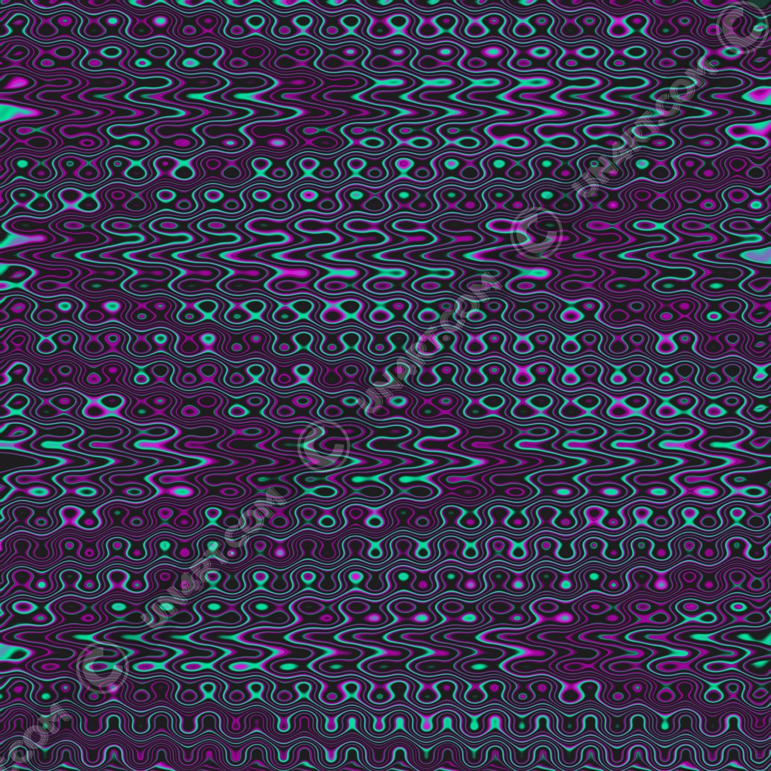 un4rt - the image shows an abstract pattern of irregular curvy lines and dots. liquificaton. the colors are purple, cyan and dark grey.