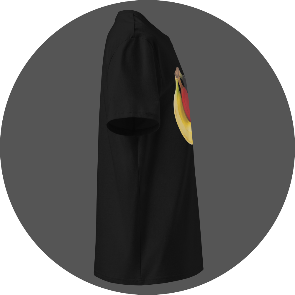 un4rt - the image shows the right side of a black cotton hoodie with a print on the breast.