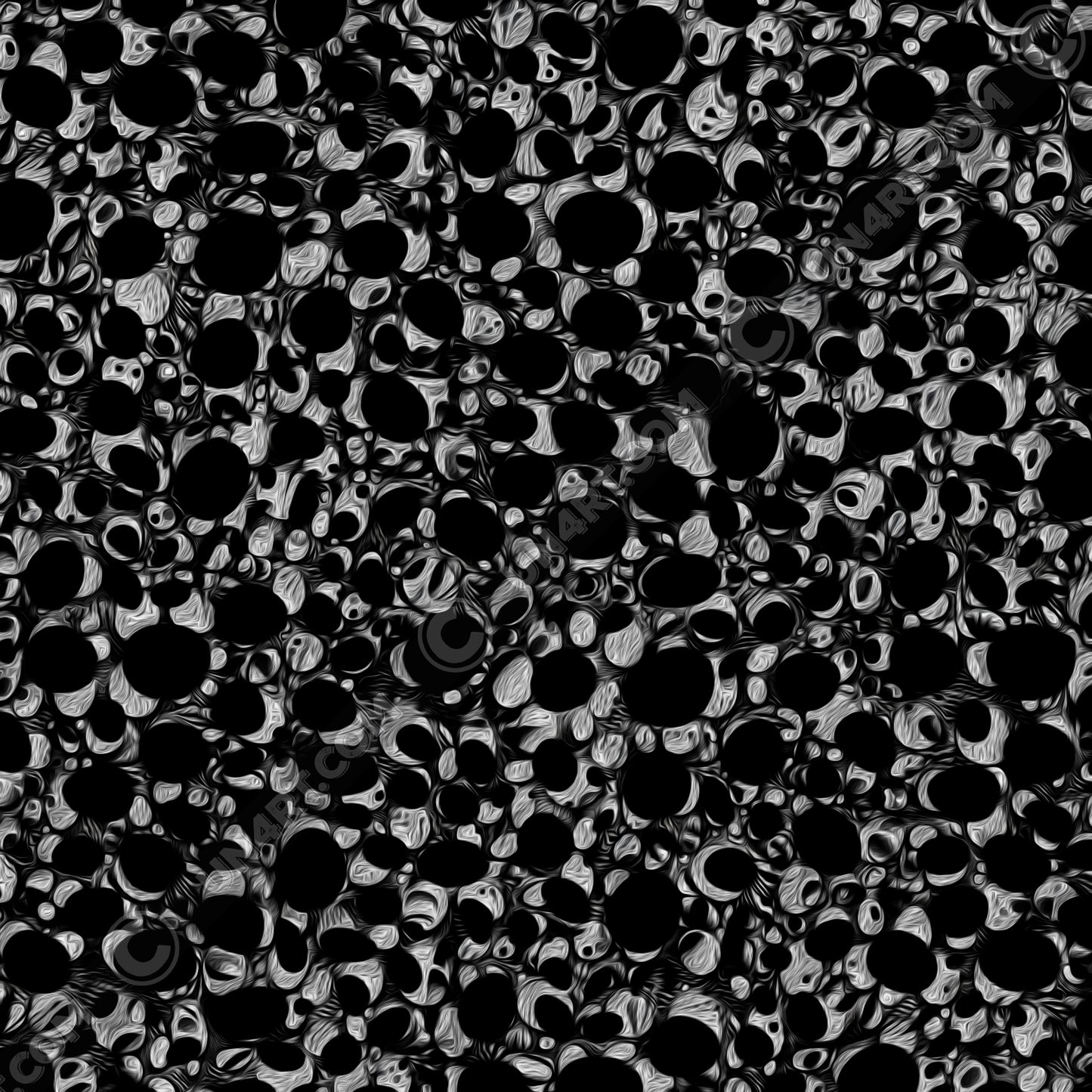 un4rt - the image shows an abstract pattern of irregular black and white dots   and circles. the white parts are structured like in an oil painting. the dots and circles are merging into each other.