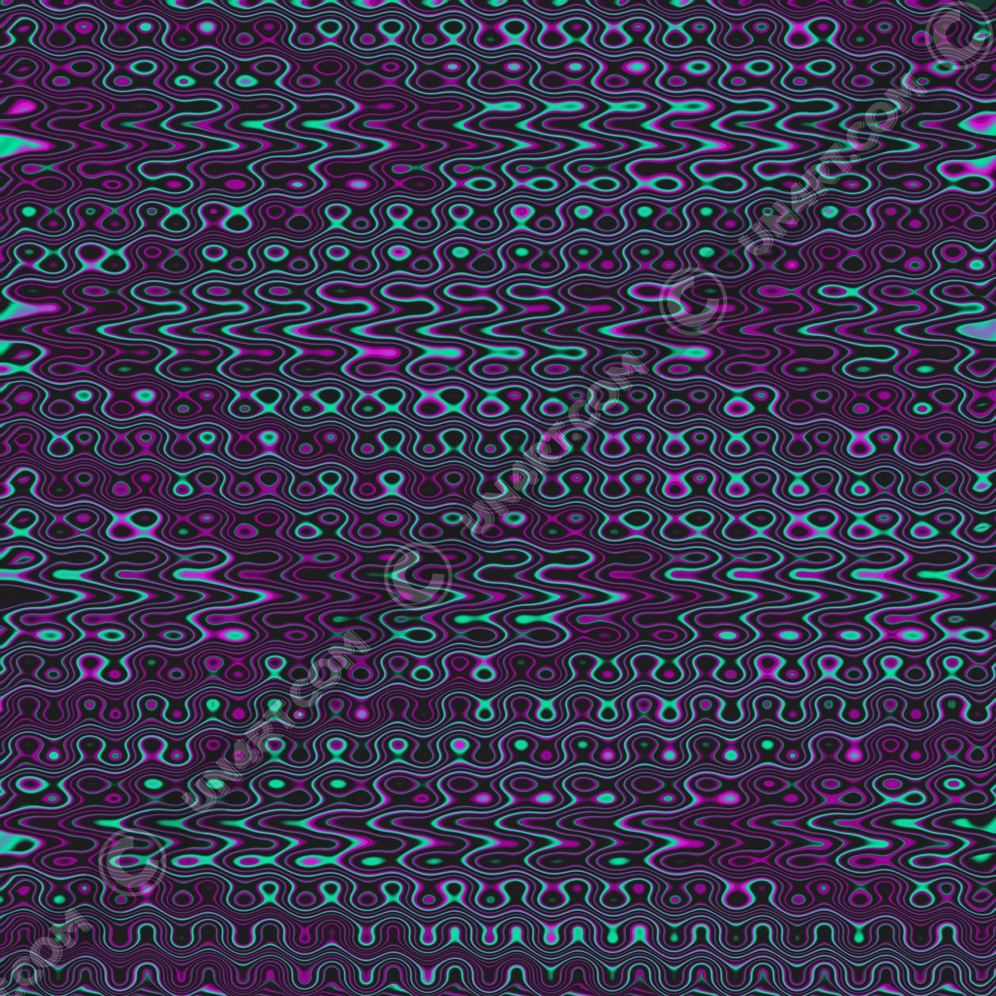 un4rt - the image shows an abstract pattern of irregular curvy lines and dots. liquificaton. the colors are purple, cyan and dark grey.