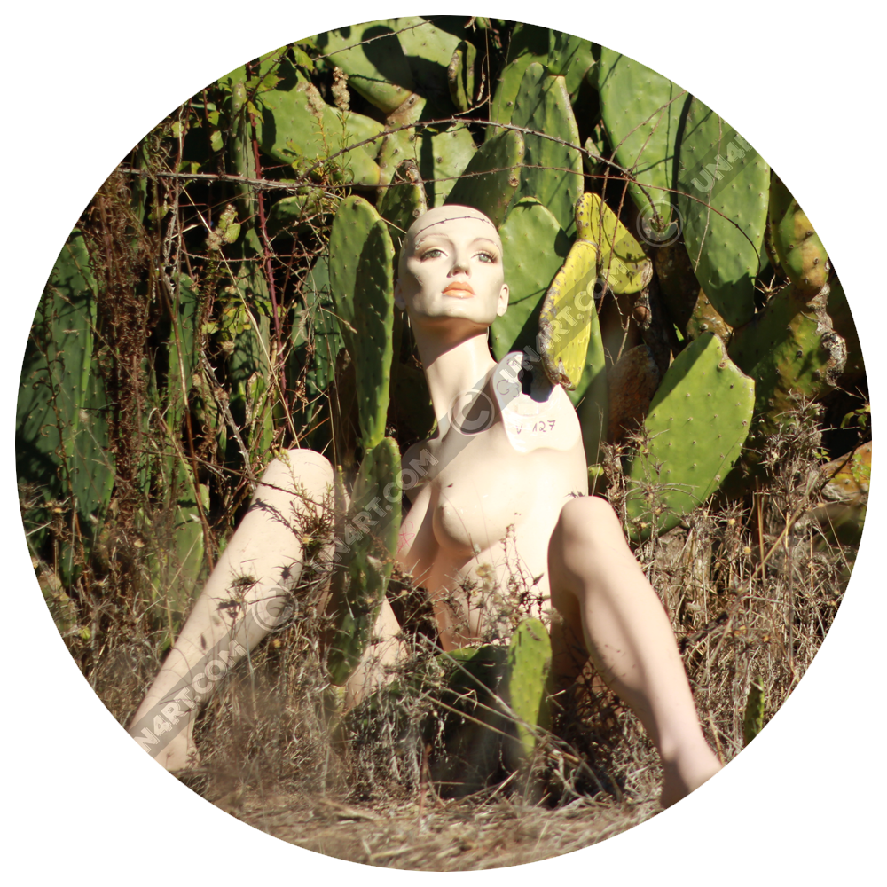 un4rt - almost human gallery titel picture with a mannequin in front of a cactus