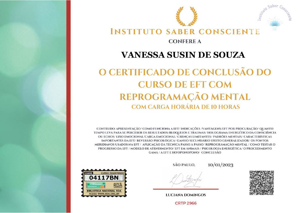 un4rt - certificado de conclusão curso eft com reprogramação mental