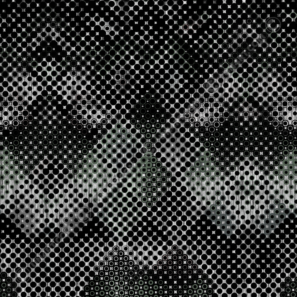 UN4RT doterium original artwork – full-surface halftone dot pattern of solid black circles transitioning to hollow rings on white background, symmetrical gradient composition revealing subtle hidden face-like form, copyright-protected original design.