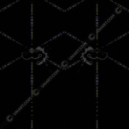 UN4RT - EYESCREAM jogging pants original back design – symmetrical dark art graphic of mirrored eye-socket and claw motif with radiating glitch lines, copyright-protected original artwork on deep black background
