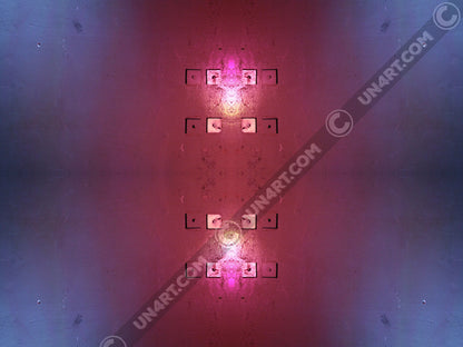 un4rt - the image contains the photographie for four times. two of the photographies are mirrored, one is turned around 180° and one is original. the colors are red and light blue.