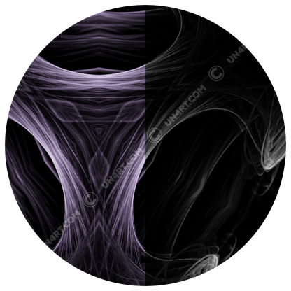 un4rt - the image is split vertically. both sides show an extract of the same repeating pattern, but an editing filter has been applied to the right side, lowering the brightness of the pattern. the pattern has a three-sided basic structure with fine lines that run both straight and curved. the background of the pattern is black, the lines are bright white.