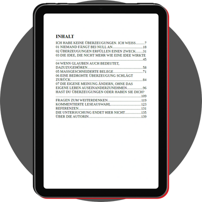 UN4RT - hefte 02 überzeugungen digital booklet on a tablet, showing the german table of contents with chapters and references
