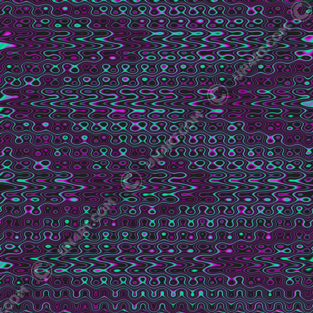 UN4RT liquification original artwork – full-surface psychedelic pattern of flowing neon turquoise and magenta liquid waves with organic blob shapes on deep black background, copyright-protected original design.