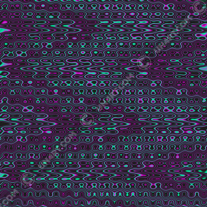 UN4RT liquification original artwork – full-surface psychedelic pattern of flowing neon turquoise and magenta liquid waves with organic blob shapes on deep black background, copyright-protected original design.