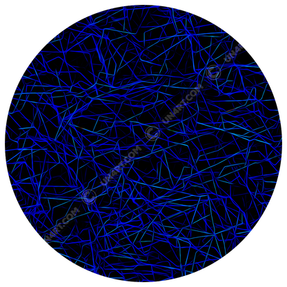 un4rt - the image shows a chaotic grid network pattern of thin blue lines with some cyan accents. the background is black.