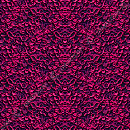 un4rt - the image shows a vertical mirrored repeating pattern with three-dimensional wavy and wedge-shaped lines. the higher areas are pink, the lower areas purple. the lowest areas are green. the color gradients have the structure of an oil painting. 