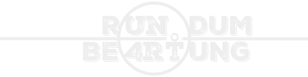 Graphic logo with the word mark UN4RT in light, coarse block letters, integrated into an elongated design with a horizontal line and a round element in the centre; the circle is divided horizontally, with UN at the top and 4RT at the bottom; a small circle above the T forms a stylised person together with the letter; to the left and right of the central circle element is additional text that extends the word mark [RUNDUM BE4RTUNG]; transparent background.